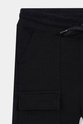 Boys Black Six Pocket Cargo Shorts(Knee Length)